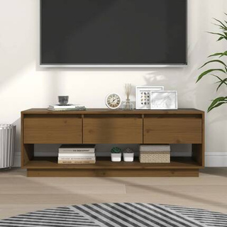 vidaXL Szafka pod TV, miodowy brąz 110,5x34x40 cm, lite drewno sosnowe