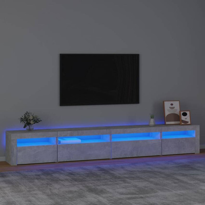 vidaXL Szafka pod TV z oświetleniem LED, szarość betonu, 270x35x40 cm