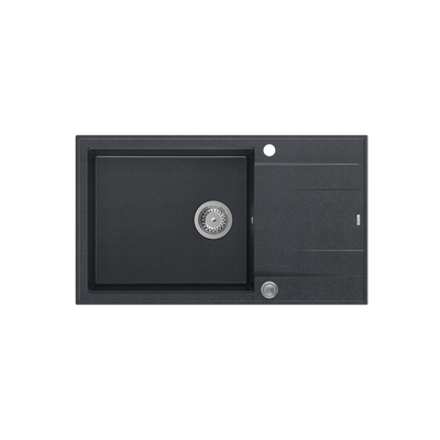EVAN 136 XL GraniteQ zlewozmywak z syfonem Push To Open 1-komorowy z/o (860x500x210; kom. 420x490) black diamond / elementy stalowe