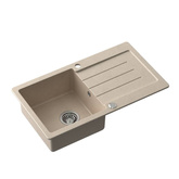 JOHNNY 111 GraniteQ zlewozmywak granitowy river sand (beżowy) 1-komorowy z/o (77x44x18,5), z syfonem i zaślepką stal szlachetna