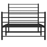 Metalowa rama łóżka z wezgłowiem i zanóżkiem, czarna, 90x200 cm