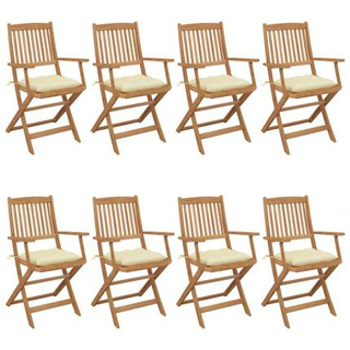 vidaXL Składane krzesła ogrodowe z poduszkami, 8 szt., drewno akacjowe