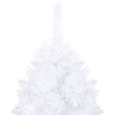 Sztuczna choinka z lampkami i bombkami, biała, 120 cm, PVC vidaXL