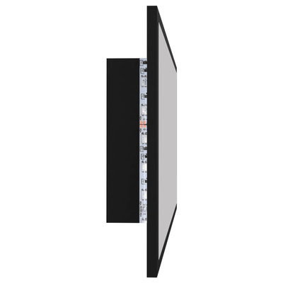 vidaXL Lustro łazienkowe z LED, czarne, 90x8,5x37 cm, akryl