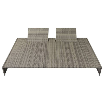 vidaXL Podwójny leżak ogrodowy z poduszką, polirattan, szary