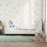 Stelaż łóżka dla malucha z oparciem kremowy 70 x 140 cm Bouclé