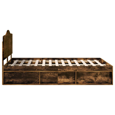 Ramka łóżka Dąb wędzony 140 x 200 cm Lite drewno sosnowe
