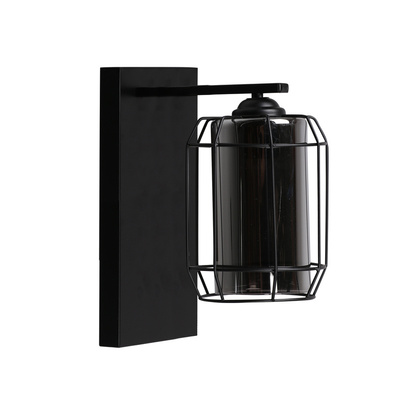 Jonera lampa kinkiet czarny P25 1X40 E27 klosz dymiony 21-08411