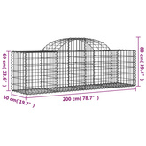 Kosze gabionowe, 9 szt., 200x50x60/80 cm, galwanizowane żelazo
