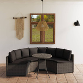 5-częściowa sofa do ogrodu, z poduszkami, polirattan, szara