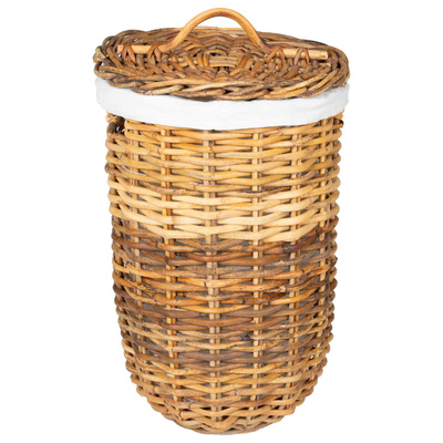 Kosz na pranie z pokrywą 2 pcs Naturalny Brąz Rattan Kubu
