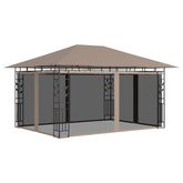 Altana z moskitierą i sznurem lampek LED, 4x3x2,73 cm, taupe