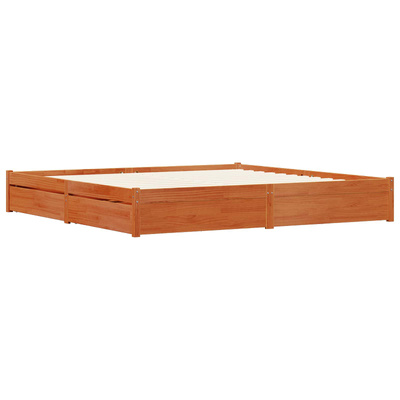 Ramka łóżka Woskowy Brąz 200 x 200 cm Lite drewno sosnowe