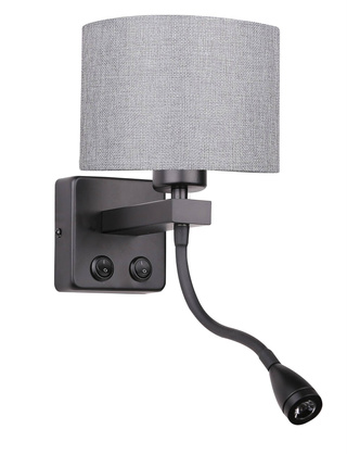 Kinkiet czarny/szary z lampką do czytania LED Polo Candellux 21-75499