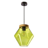 Lampa wisząca Brels z kloszem zielona pojedyncza metalowo-szklana do salonu