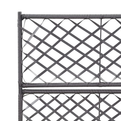 vidaXL Donica z kratką i 2 wkładami, 58x30x107 cm, polirattan, czarna