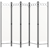 Parawan 5-panelowy, biały, 200 x 180 cm