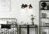 Lampa ścienna/sufitowa czarna klosz miedziany 2xE14 40W Neria 92-81780