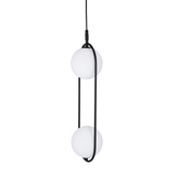Lampa wisząca CORDEL elegancka - czarna z białymi kloszami kulkami - nowoczesne oświetlenie salonu 2x G9 LED