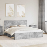 Ramka łóżka Betonowy szary 180 x 200 cm Lite drewno sosnowe