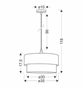 Lampa wisząca z abażurem Sinagra butelkowa zieleń biały welurowy abażur do salonu