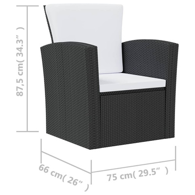 8-częściowy zestaw mebli do ogrodu, poduszki, rattan PE, czarny