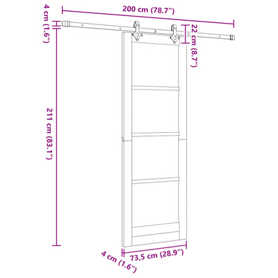 Drzwi przesuwne Naturalne i białe 73,5 x 211 cm