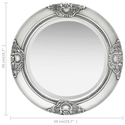 vidaXL Lustro ścienne w stylu barokowym, 50 cm, srebrne