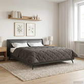 Letni Kołdra Antracyt 220 x 240 cm Mikrofibra i Fleece Teddy