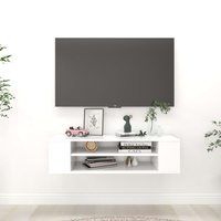 Wisząca szafka TV, biała 100x30x26,5 cm materiał drewnopochodny