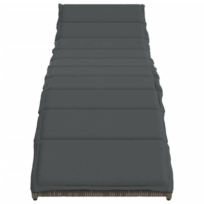 vidaXL Leżak z poduszką, szary, 55x199x50 cm, polirattan
