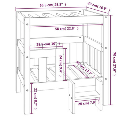 vidaXL Legowisko dla psa, 65,5x43x70 cm, lite drewno sosnowe