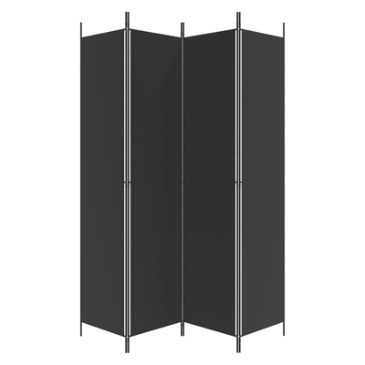 Parawan 4-panelowy, czarny, 200x220 cm, tkanina