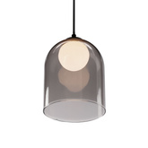 Lampa wisząca KLEA szklana – z grafitowym oraz mlecznym kloszem – nowoczesna lampa nad stół do salonu G9 LED