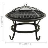 vidaXL Palenisko i grill 2-w-1, z pogrzebaczem, 56x56x49 cm, stal
