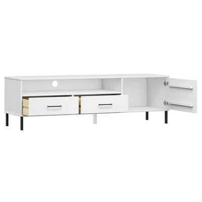 vidaXL Szafka pod TV OSLO, metalowe nóżki, biała, sosnowa