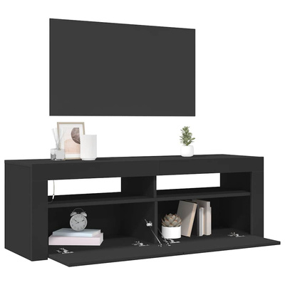 Szafka pod TV z oświetleniem LED, czarna, 120x35x40 cm