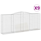 Kosze gabionowe, 9 szt, 400x50x160/180 cm, galwanizowane żelazo