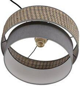 Karrara lampa wisząca czarny 1x60W E27 abażur szaro beżowy+szary