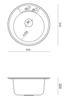 MORGAN 210 GraniteQ zlewozmywak snow white z syfonem Push To Open kol. miedziany okrągły 1-komorowy b/o + zaczepy 3 szt