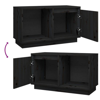 vidaXL Szafka pod TV, czarna, 74x35x44 cm, lite drewno sosnowe
