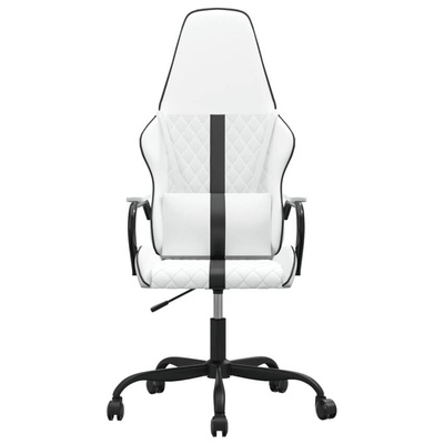 vidaXL Masujący fotel gamingowy, czarno-biały, sztuczna skóra