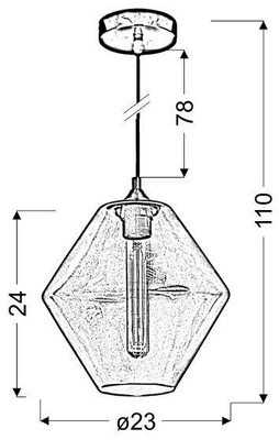 Lampa wisząca zielona szklany klosz romb 1xE27 Bremen 31-36353-Z