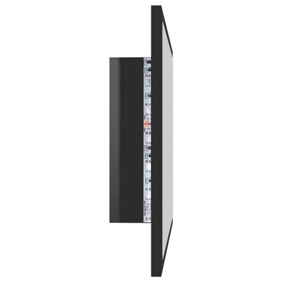vidaXL Lustro łazienkowe LED, wysoki połysk, czarne, 60x8,5x37, akryl