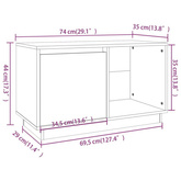 vidaXL Szafka pod TV, szara, 74x35x44 cm, lite drewno sosnowe