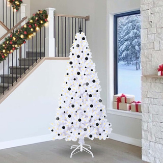 Sztuczna choinka z 300 diodami LED Biały 240 cm PVC i stal