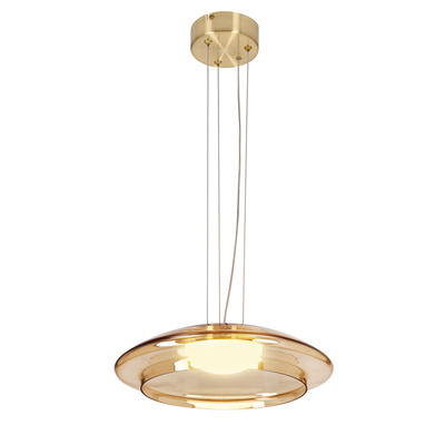 Lampa wisząca Ombre 34 szklana klosz bursztynowy biały pojedyncza GX53