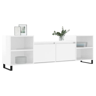 vidaXL Szafka pod TV, wysoki połysk, biała, 160x35x55 cm