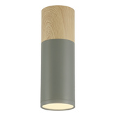Lampa sufitowa tuba szaro-drewniana natynkowa GU10