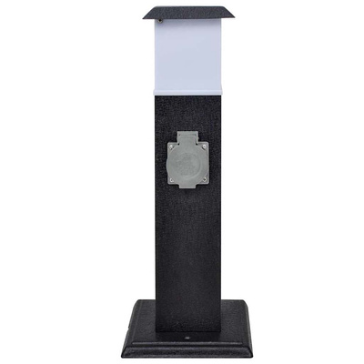 Słupek ogrodowy z gniazdkami i lampą, czarny